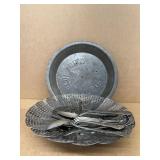 Bluebird pie pan, spoons, and strainer