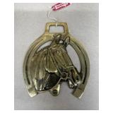 Brass horse head, horseshoe wall decoration