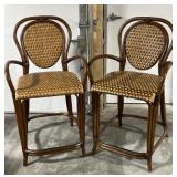 (2) MCM Bentwood barstools