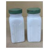 Milk glass early spice jars