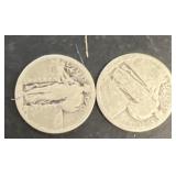 (2) silver liberty quarters