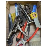 Drill, bits, clamp, miscellaneous tools