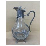 Footed, glass, pewter, pitcher