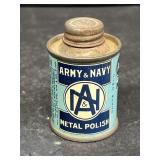 Army and Navy metal polish advertising can