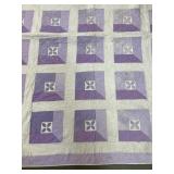 Purple and white quilt 6' x 5'