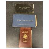 Pilot flight record logbook and passportvintage
