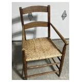 Early wooden weaved bottom chair