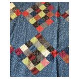 Early Calico Quilt, 9 Square, 6' x 5 1/2'