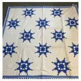 Quilt, Blue & white star, 6' x 6'
