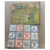 Illustrated cube spelling blocks number 81