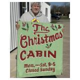 The Christmas cabin DBL sided wooden sign 38'