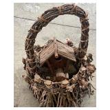 Basket with birdhouse