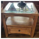 Glass top end table with drawer