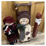 Wooden Christmas decorations, snowman Santa Claus