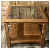 OAK Glass top end tables