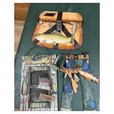 Tackle bait, sign, and basket wooden decor