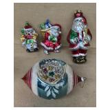 Santa Claus snowman glass Christmas ornaments