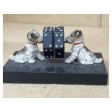 Cast iron dogs, spinning dice paperweight