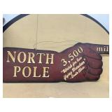 North Pole wooden sign