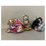Dogs and cat Christmas ornaments