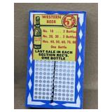 Western beer, vintage punch board unpunished