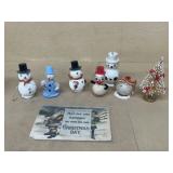 Vintage Christmas snowman and early 1900 postcard