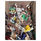 Plastic animals, pigs, cow, horses, and farm,