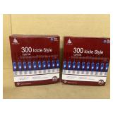 (2) boxes of blue icicle style Christmas lights