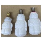 Snowman Christmas light bulbs, vintage