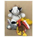 Plush cow duck rabbit, and TY turkey