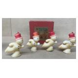 Snowman ice-skating candles vintage with the