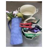 Gardening tools, paying, and watering pitcher