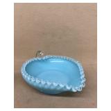 Fenton turquoise heart shaped candy dish