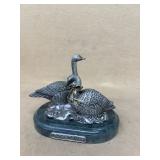 Winter solace pewter geese Paperweight