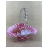 Fenton pink glass basket