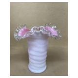 Fenton white and pink ruffled base