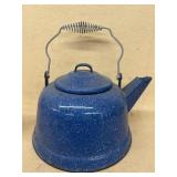 Blue enamel teapot