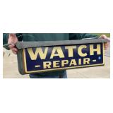 Watch repair sign, lighted, plastic insert