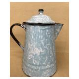 Powder, blue and white coffee pot enamel