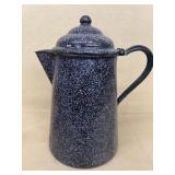 Gray and black enamel coffee pot