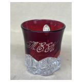 Cranberry flash glass, MEK