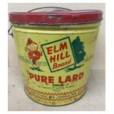 Elm hill brand pure lard advertising can