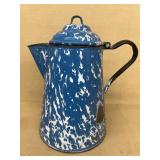 Blue white enamel coffee pot