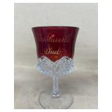Martinsville, Indiana souvenir cranberry glass