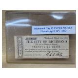 1862 Richmond Indiana city paper money