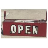 Open hanging double-sided sign