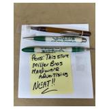 Miller Brothers hardware advertising pens