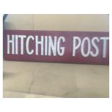 Hitching post canvas sign