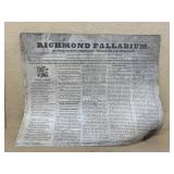 1831 Richmond Palladium newspaper, volume one,
