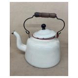 Enamel cream colored teapot